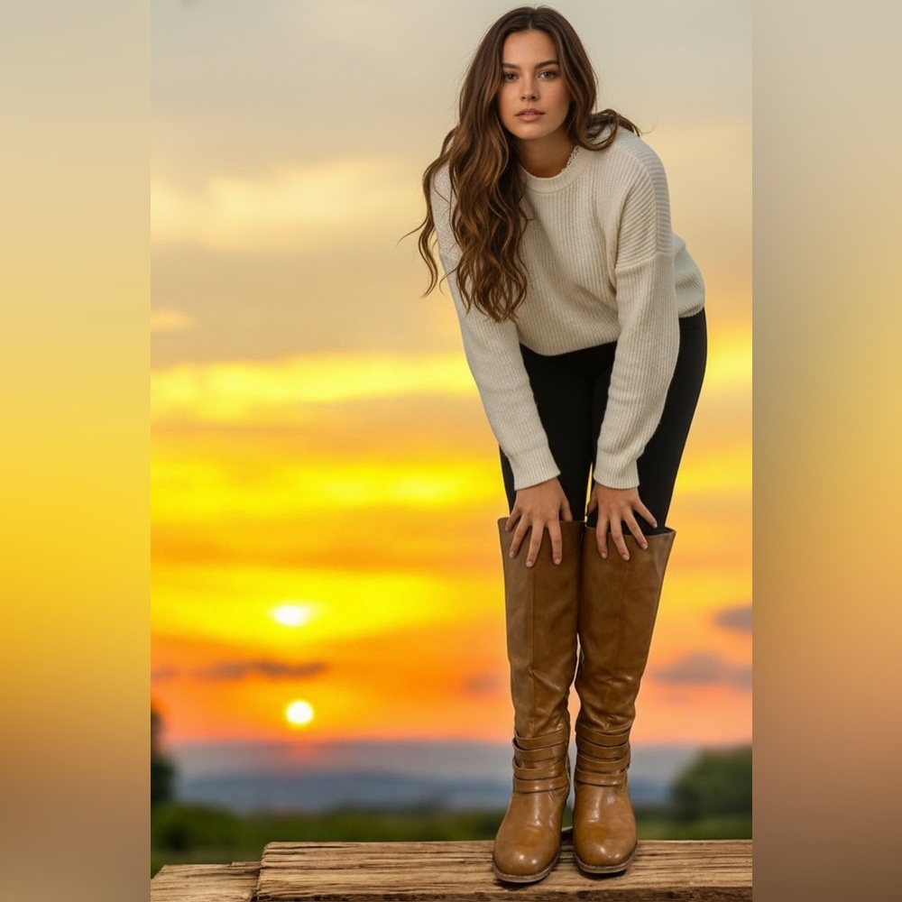 Women's knee high butter leather boots